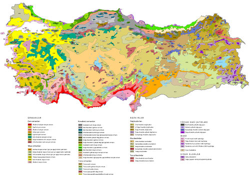 Карта распределения лесных и степных зон Турции