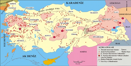Карта геотермических источников Турции