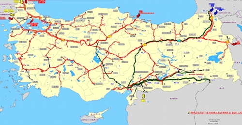 Карта нефте- и газопроводов Турции