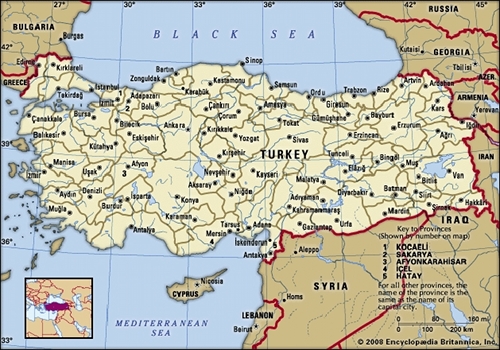Карта 
современной Турецкой республики